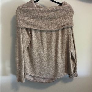 Joie cowl neck sweater, tan & white, S